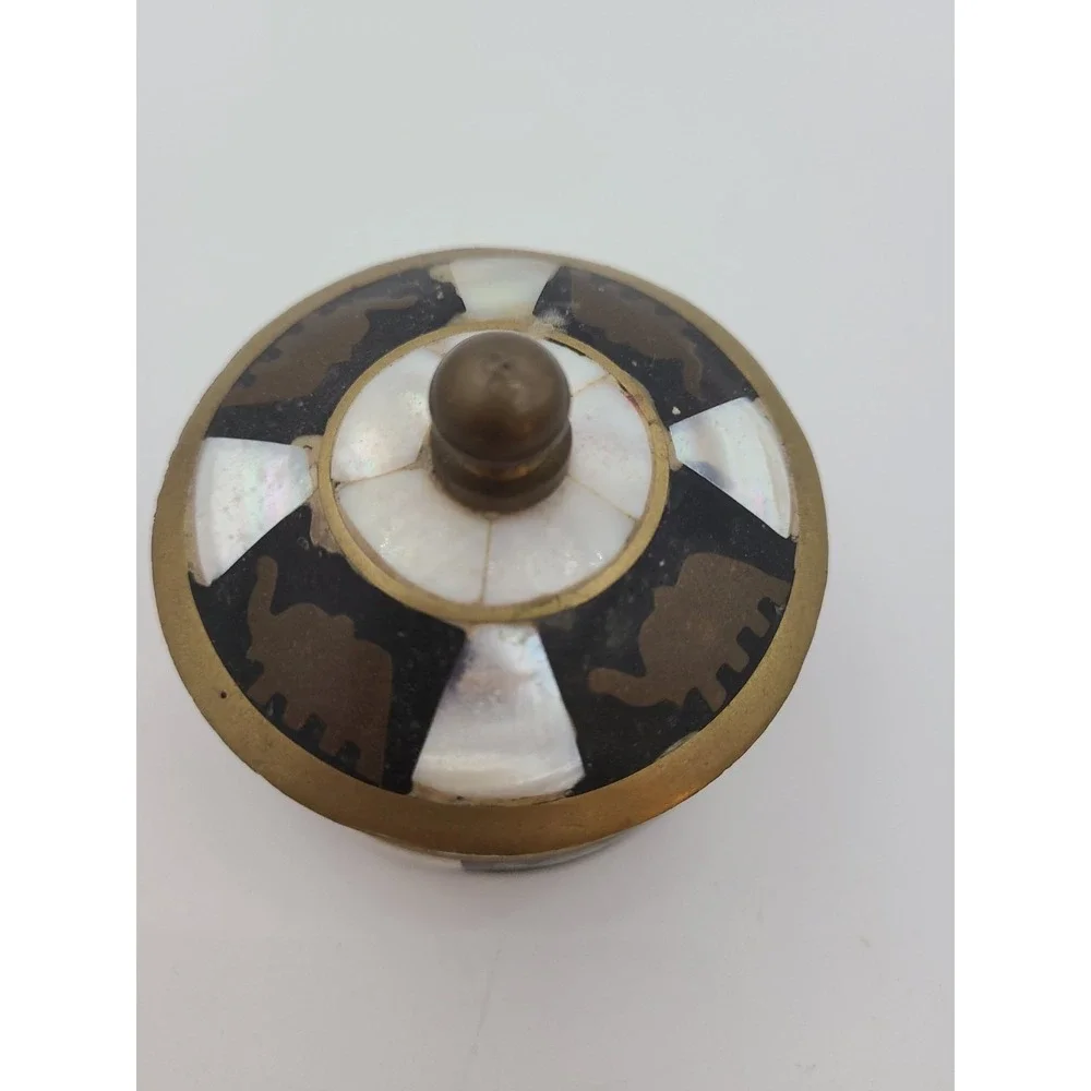 Vintage Brass and Mother-of-pearl Elephant Trinket box.